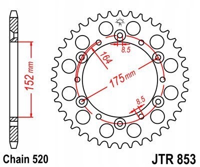 PINION GEAR REAR JT 43-ZEBY TT 600 1983-2003  