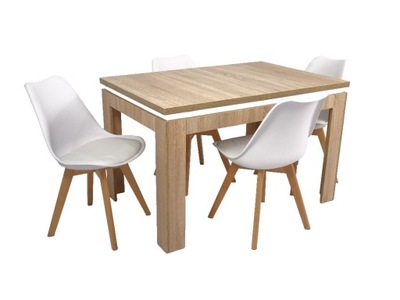 Stół z 4 krzesłami do jadalni Dąb Sonoma 80x120/160