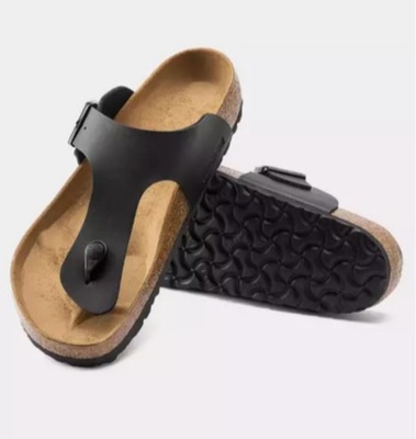 Klapki japonki skórzane Birkenstock Ramses Czarne