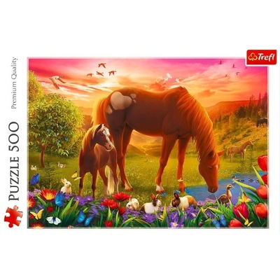 Puzzle - "500" - Konie na łące