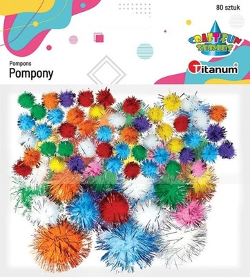 Pompony brokatowe mix 80 szt Titanum