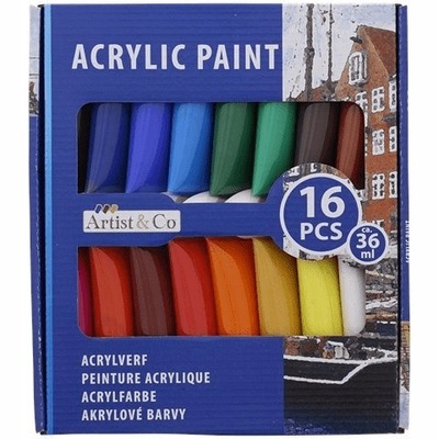 Zestaw farb akrylowych ARTIST & CO 16 x 36 ml