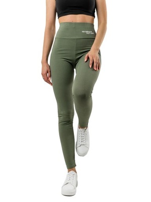 LEGGINSY DAMSKIE PRĄŻKOWANE ZIELONE W7502 DENLEY_M