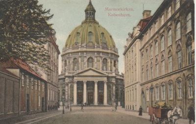 1292.Dania Kopenhaga,Widok na Kościół Marmurowy,Przedwojenna Pocztówka