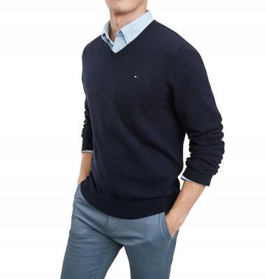 TOMMY HILFIGER GRANAT SWETER MESKI V-Neck M