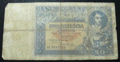 Banknot 20 zł 1931 r. Ser. AO