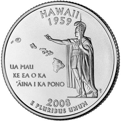 25 c Stany USA Hawaii State Quarter 2008 D nr 50