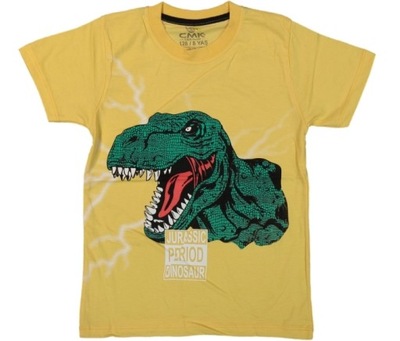 T-SHIRT bluzka KOSZULKA żółty DINOZAUR - 110