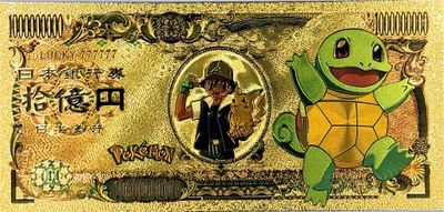 Pokemon Squirtle Kolekcjonerski Banknot Pozłacany