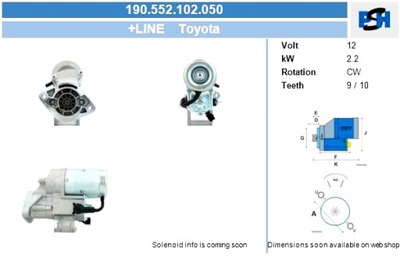 BV PSH STARTERIS TOYOTA 2.2 KW STARTERIS 