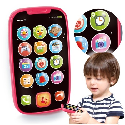 Smartfon telefon zabawka dla dzieci interaktywny dotykowy mówi nauka RÓŻ