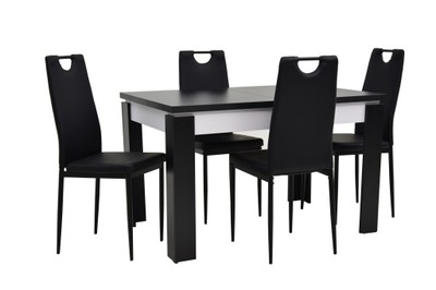 Zestaw stół prostokątny 80x120+ krzesła czarne 4szt