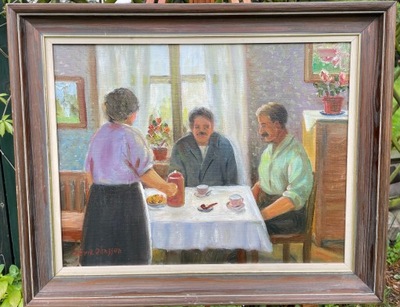 Obraz olejny na płótnie - ERIK JONSSON (1893–1950) przy rodzinnym stole