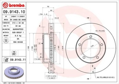 DISCO DE FRENADO PARTE DELANTERA LEXUS TOYOTA 4351260130  