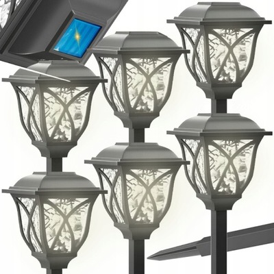 LAMP SOLARNA LAMPS SOLARNE PILLAR FOR OGRODU OGRODOWE WBIJANE LED 6 PIECES  