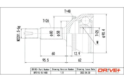 Drive+ шрус  полуось наружный toyota corolla 2.0d 02- фото №1