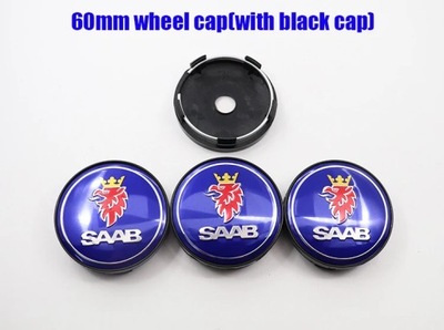 SAAB 60 BLUE4PCS 56 MM 60 MM SAAB 9-3 LOGOTIPO AUTO EMBLEMA RUEDAS CENTER HU  