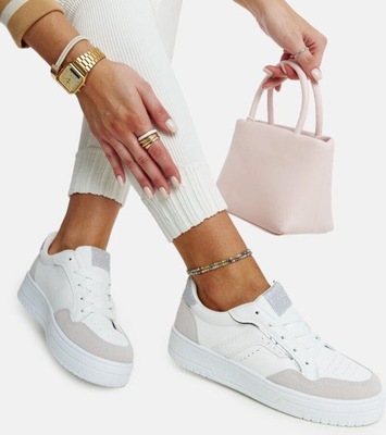 Białe-szare sneakersy na platformie Walda rozmiar 37