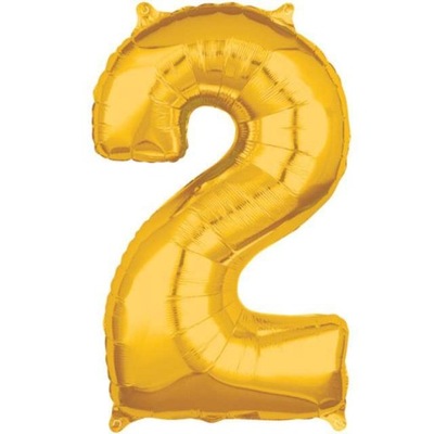 Balon foliowy CYFRA liczba 2 na URODZINY złoty XL