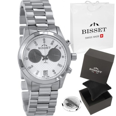 Szwajcarski zegarek damski Bisset +DATOWNIK WR5bar