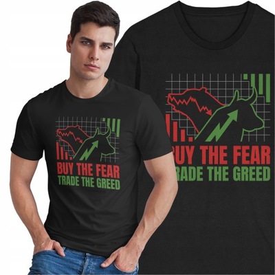 Koszulka Bitcoin BTC Kryptowaluty Inwestowanie Buy the Fear Trade The Greed