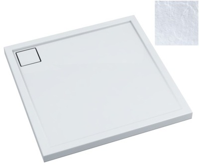 BRODZIK slim EFEKT kamienia 90x90 biały White Ston