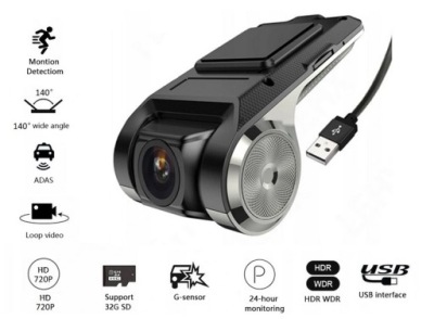 REJESTRATOR JAZDY DVR USB ADAS ANDROID HD 1280P