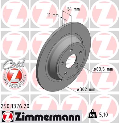 ZIMMERMANN 250.1376.20 ДИСК ТОРМОЗНОЙ