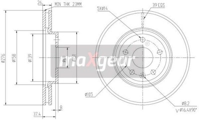 MAXGEAR 19-2334 DISKU STABDŽIŲ 