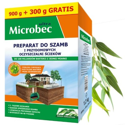 Microbec Preparat do Szamba i Oczyszczalni Ścieków 900g+300g Eukaliptus