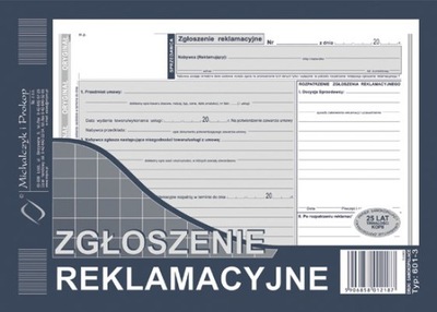 DRUK REKLAMACJI REKLAMACJA PROTOKÓŁ REKLAMACYJNY