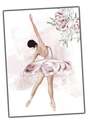 PLAKAT baletnica piwonie peonie kwiaty piękna a3