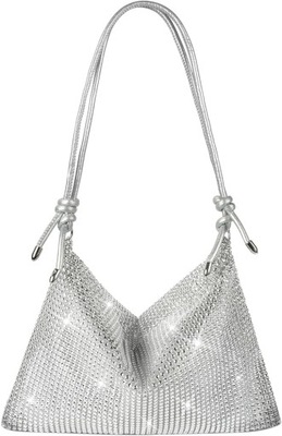 TOREBKA NA RAMIĘ MAŁA BŁYSZCZĄCA TORBA DAMSKA WIECZOROWA ZDOBIONA MODNA