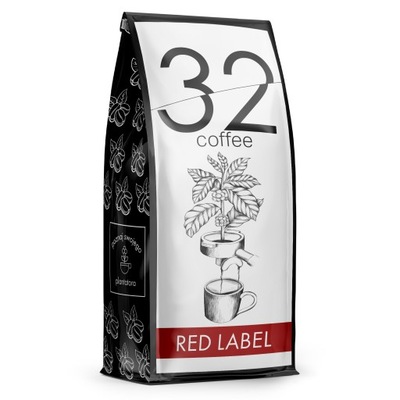 KAWA ZIARNISTA 32 Coffee RED LABEL 1kg Świeżo Palona-100% ARABICA-BLUE ORCA