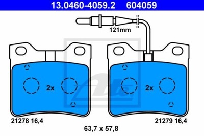 ATE 13.0460-4059.2 ZAPATAS DE FRENADO PARTE TRASERA PEUGEOT 406 1,6-3,0 95-04  