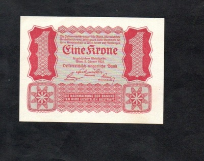 BANKNOT AUSTRIA -- 1 korona -- 1922 rok