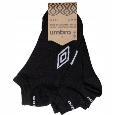 Skarpetki stopki sneakers socks Umbro 3-pak czarne r. 39-42