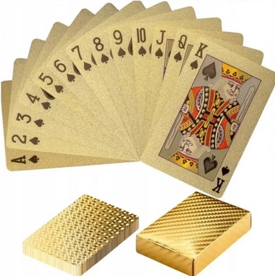 Karty do gry PLASTIKOWE złote talia 54 karty poker