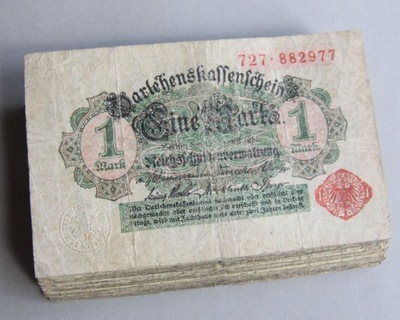 Niemcy - BANKNOTY - 1 Marka 1914 - zestaw 36 sztuk banknotów - PACZKA