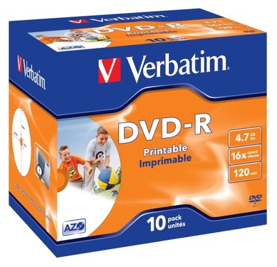 Płyta Verbatim DVD-R 4,7 GB 10 szt. do nadruku AZO