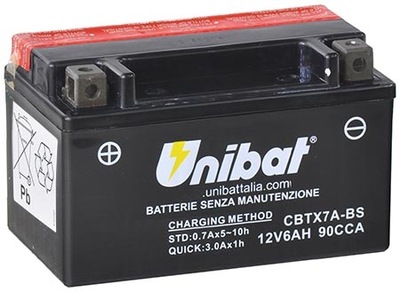 АККУМУЛЯТОР UNIBAT CBTX7A-BS 12N7E-B 6MF6 12V 6AH