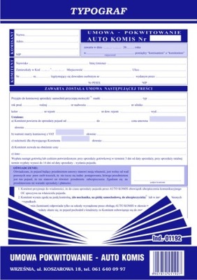 Umowa - pokwitowanie Auto Komis A4