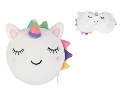 Poduszka podróżna z maską jednorożec