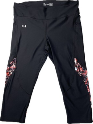 Leginsy sportowe 3/4 czarne z wzorzystą wstawką UNDER ARMOUR r. XL