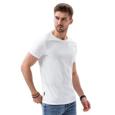 T-shirt męski bawełniany basic S1370 biały XXL