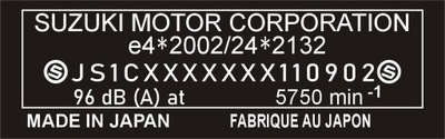 SUZUKI PLATE STICKER INFORMATION CODE  