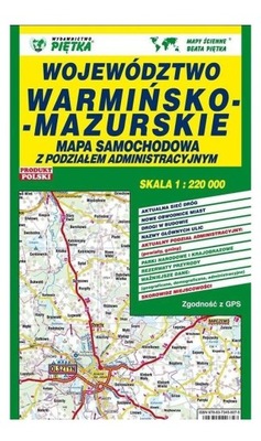 WOJEWÓDZTWO WARMIŃSKO-MAZURSKIE 1:220 000 MAPA