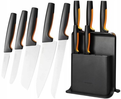 Noże w bloku stojaku Fiskars Zestaw 5 noży czarne