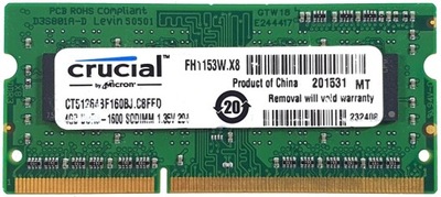 Pamięć RAM SODIMM CRUCIAL DDR3 1600MHz 4GB