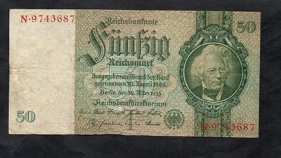 BANKNOT NIEMCY -- 50 reichsmark 1924 / 1933 rok -- Seria N